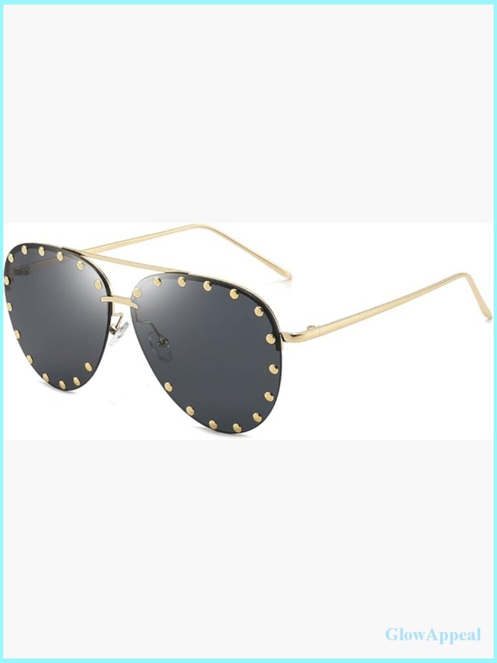 Studded Aviator Sunglasses Metal Frame UV 400